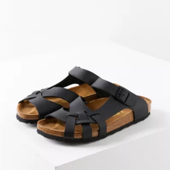Birkenstock | Shoes | Birkenstock Pisa Side Braid Strappy Black Leather ...